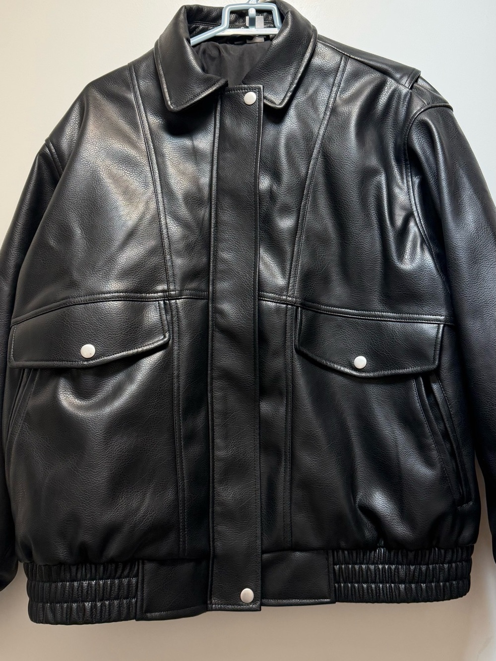 H&M Black Oversized Faux Leather Jacket - Picture 8 of 12